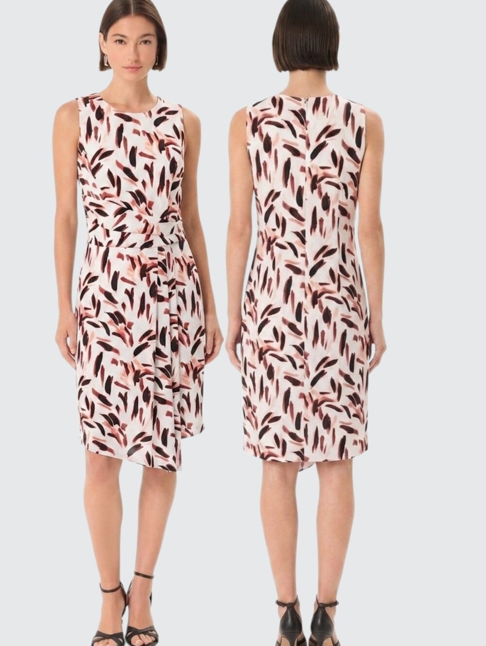 WHITE HOUSE BLACK MARKET Terracotta Abstract Print Faux Wrap Dress - Size 10